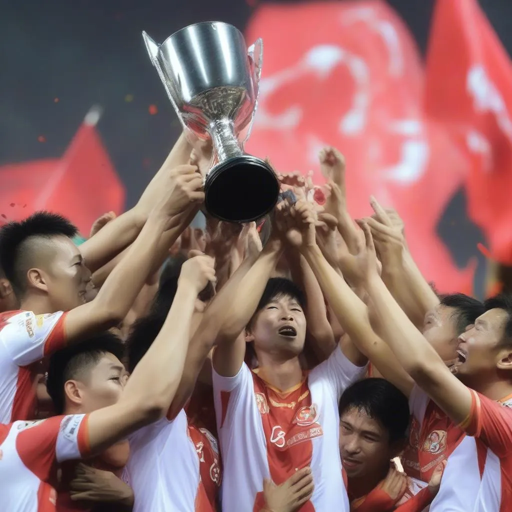 Sanna Khánh Hòa BVN nâng cao chiếc cúp vô địch V-League 2016