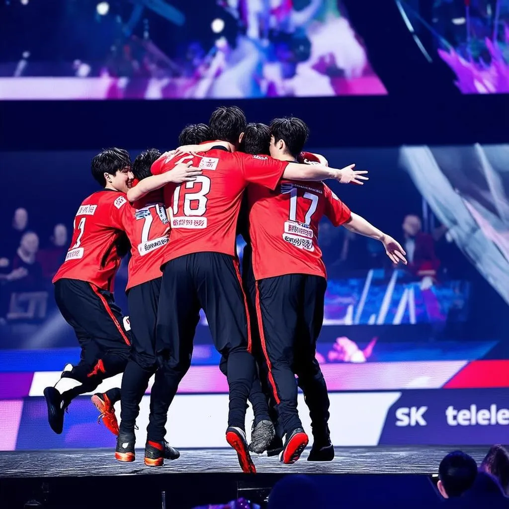 SKT T1 ăn mừng chiến thắng