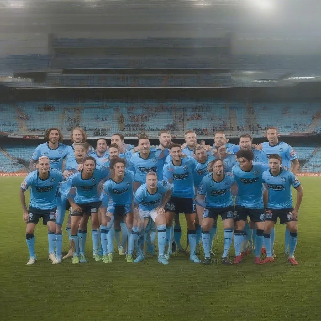 Hình ảnh đội bóng Sydney FC trong trang phục thi đấu