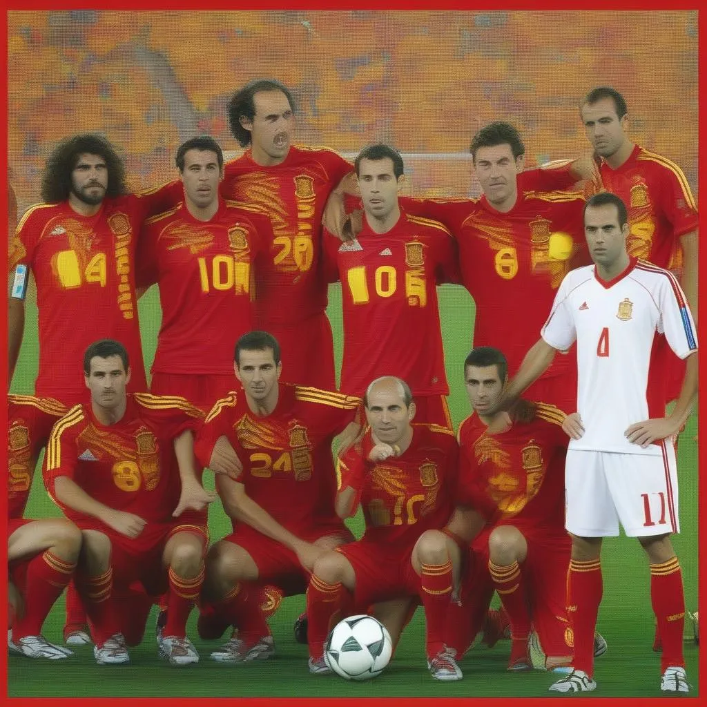 Hình ảnh đội tuyển Tây Ban Nha trong trận đấu với Nga tại Euro 2008.