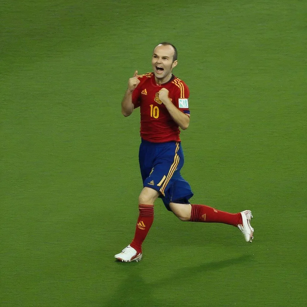 Andres Iniesta ăn mừng chiến thắng World Cup 2010