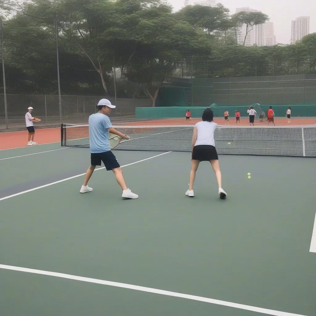 Luyện tập Tennis trên sân Giải Pháp Mở Rộng 2019