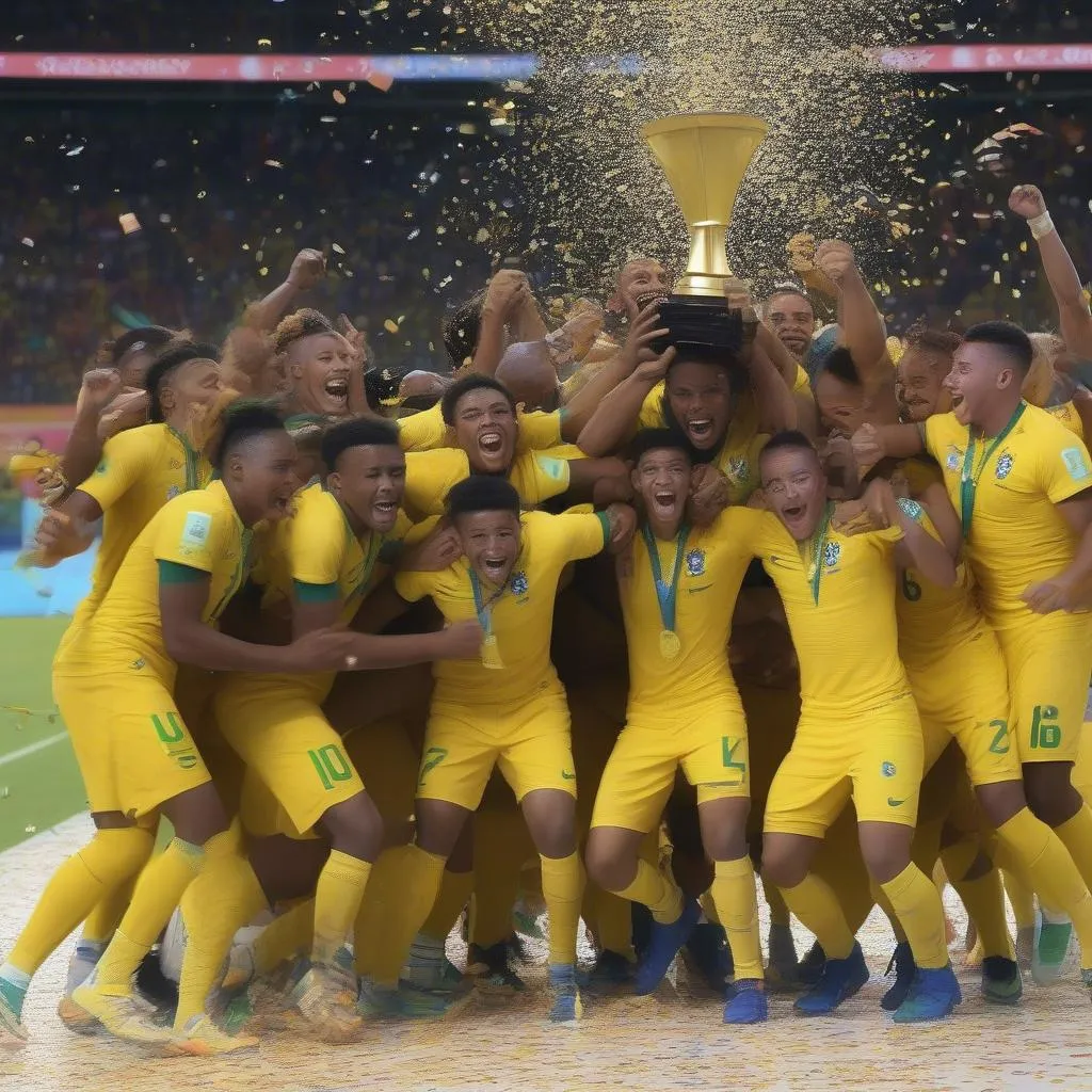 U20 Brazil ăn mừng chức vô địch