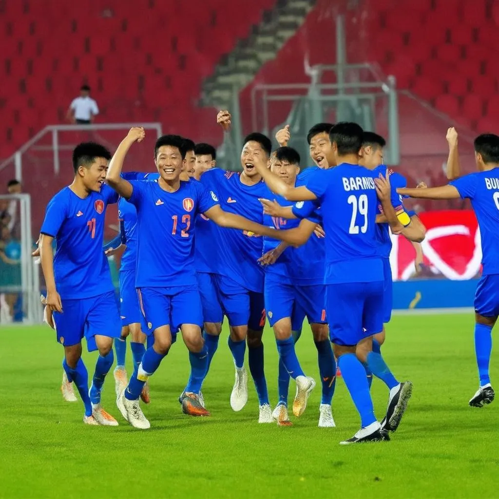 U23 Việt Nam ăn mừng bàn thắng tại VCK U23 Châu Á 2018