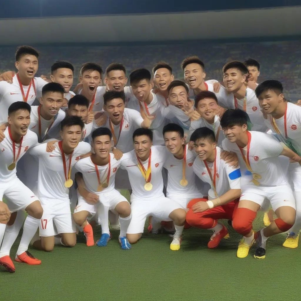 U23 Việt Nam giương cao lá cờ đỏ sao vàng trên bục vinh quang SEA Games 30