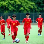 Cầu thủ U23 Việt Nam tập luyện