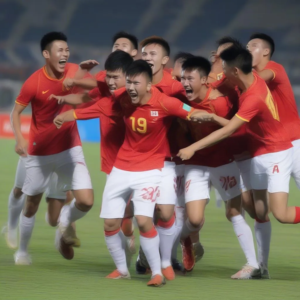 Hình ảnh đội tuyển U23 Việt Nam nâng cao chiếc cúp vô địch SEA Games