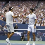 Roger Federer và Novak Djokovic trong trận chung kết US Open 2018