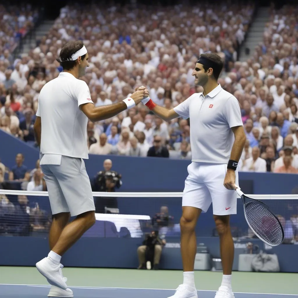 Roger Federer và Novak Djokovic trong trận chung kết US Open 2018