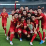 Hình ảnh đội tuyển U22 Việt Nam nâng cao chiếc cúp vô địch SEA Games 30