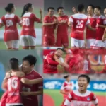 Hình ảnh về đội bóng Hà Nội T&T và Becamex Bình Dương trong trận đấu V-League 2016