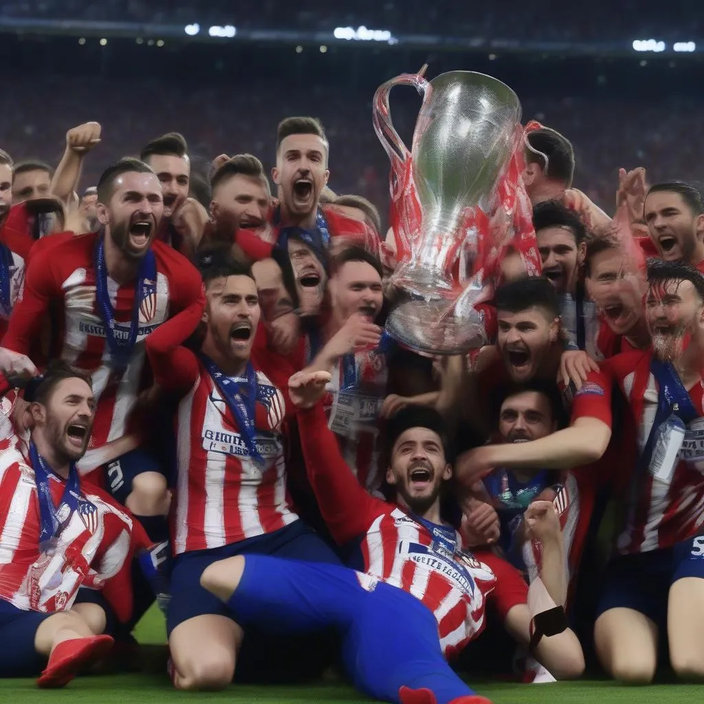 Atletico Madrid nâng cao chiếc cúp vô địch C2 năm 2018