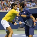 Novak Djokovic và Juan Martín del Potro trong trận chung kết Giải Quần Vợt Mỹ Mở Rộng 2015