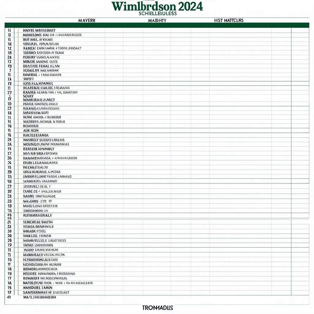 Lịch thi đấu Wimbledon 2024