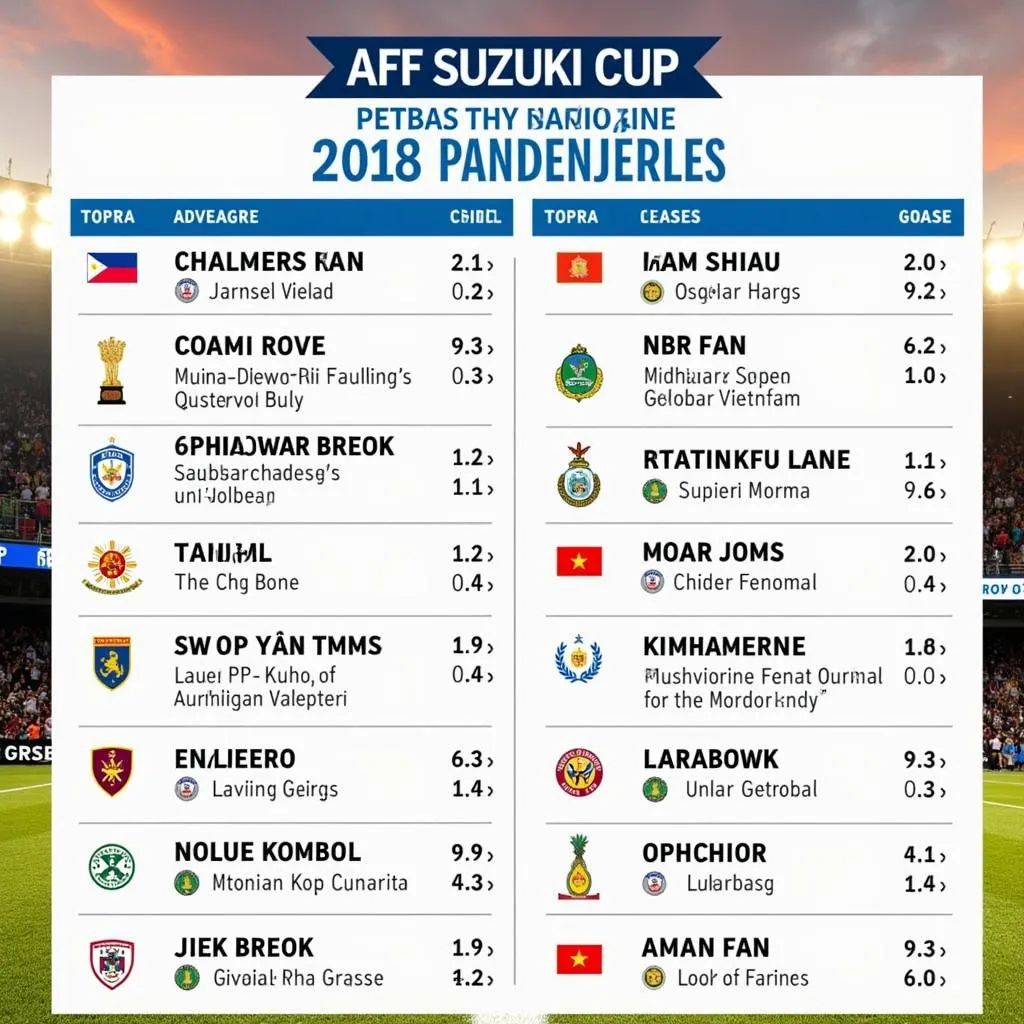 Lịch thi đấu AFF Suzuki Cup 2018