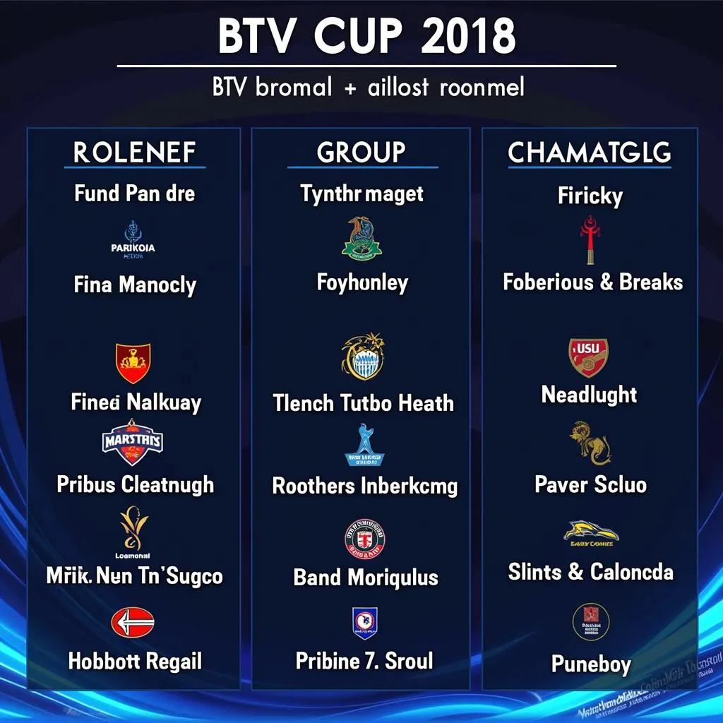 Bảng đấu BTV Cup 2018