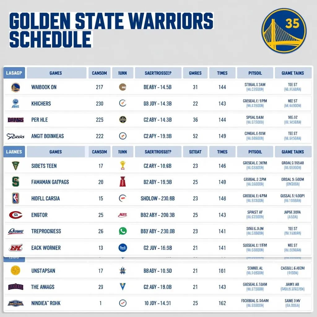 Lịch thi đấu Golden State Warriors mùa giải NBA