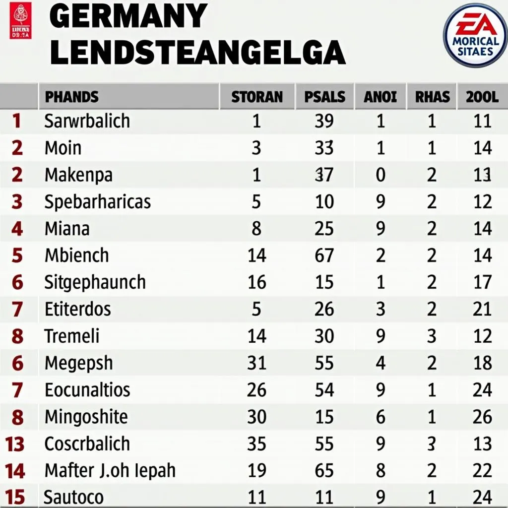 Bảng xếp hạng Bundesliga