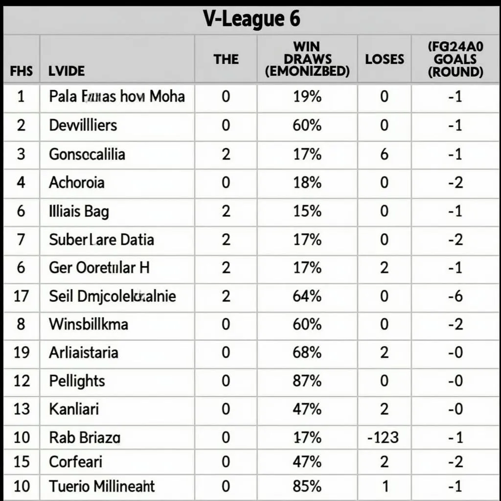 Bảng xếp hạng V-League 2018 sau vòng 6