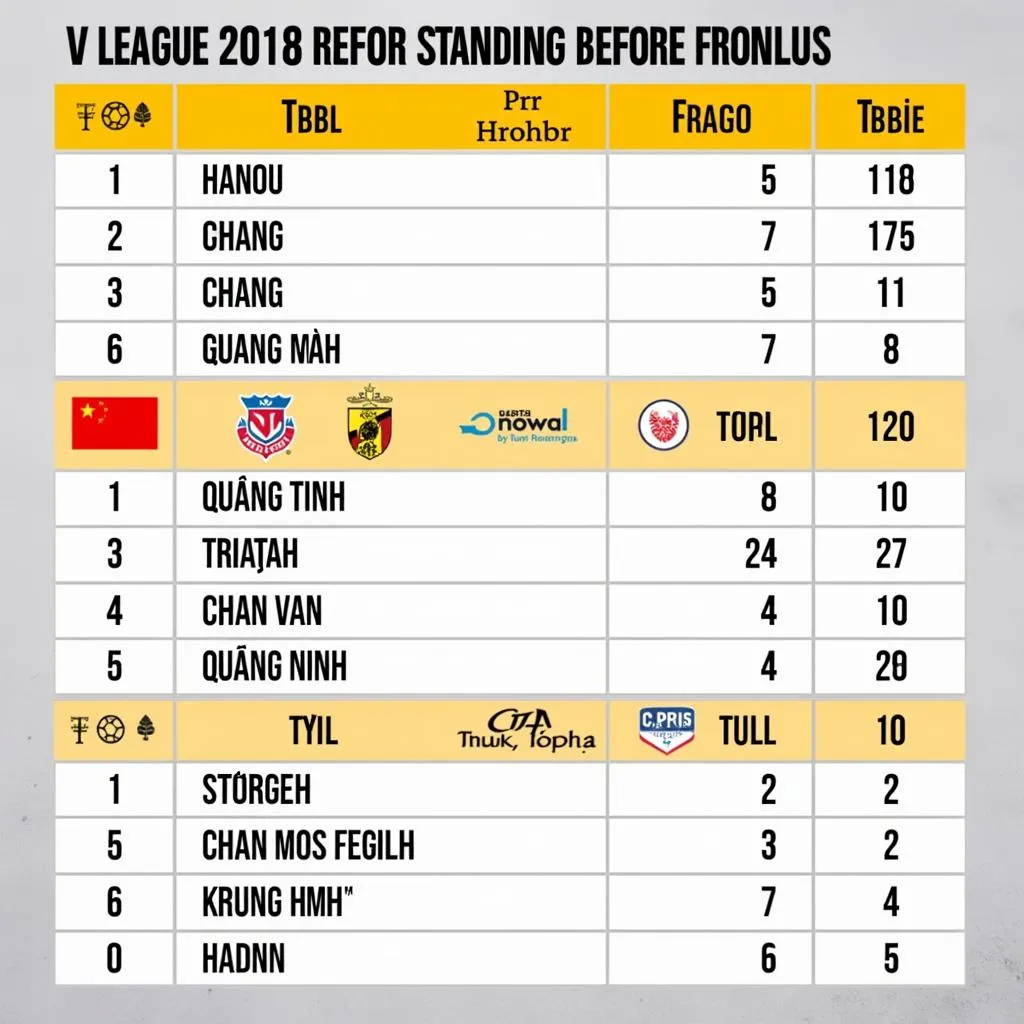 Bảng xếp hạng V League 2018 trước vòng 7