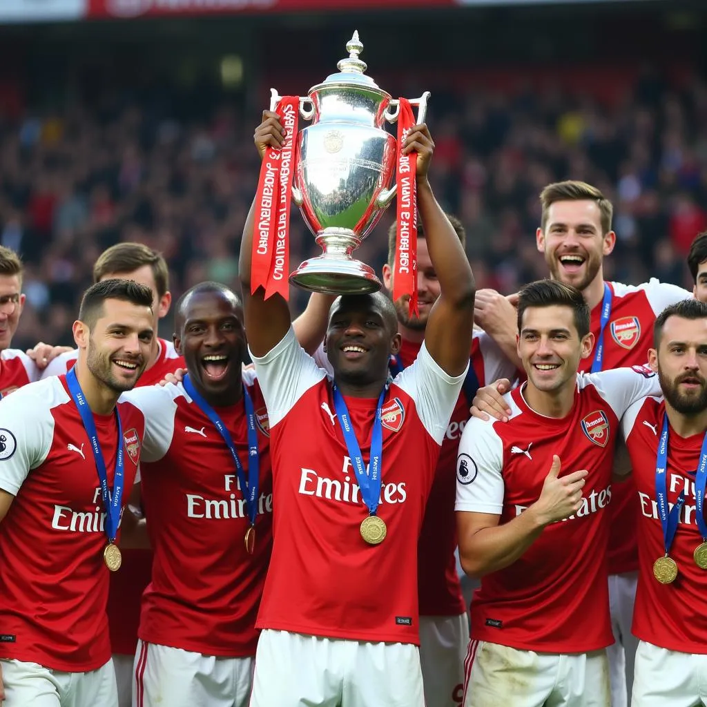 Các cầu thủ Arsenal ăn mừng chức vô địch Cup FA 2016-2017