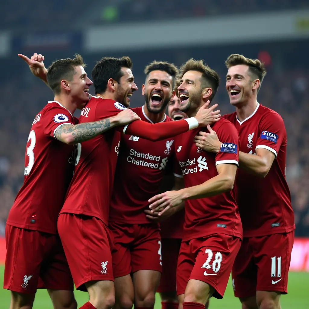 Liverpool Players Celebrating Victory