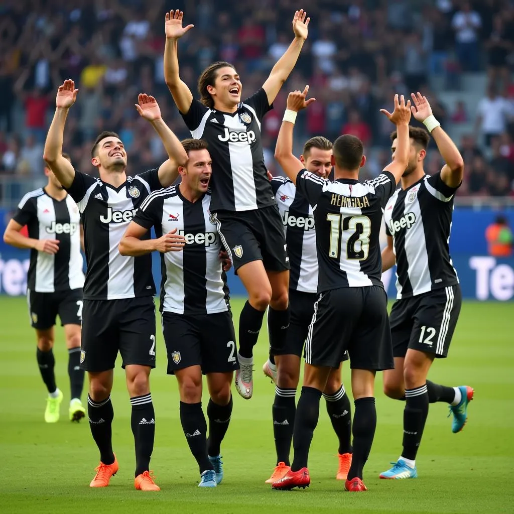 Cầu thủ Juventus ăn mừng chiến thắng