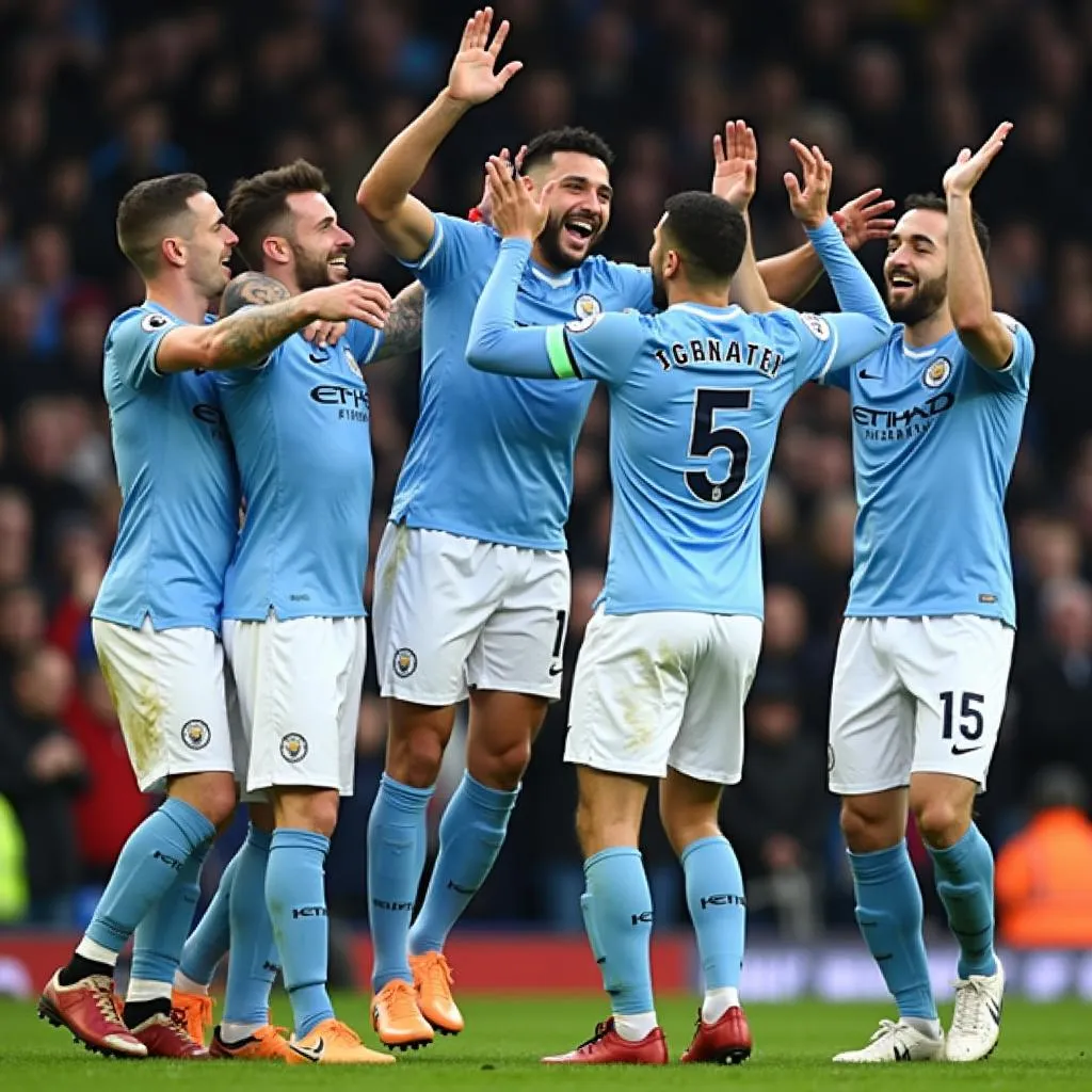 Cầu thủ Man City ăn mừng