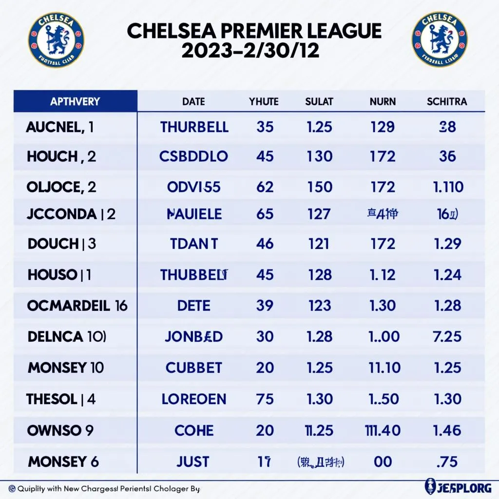 Lịch thi đấu Chelsea tại Premier League mùa giải 2023-2024