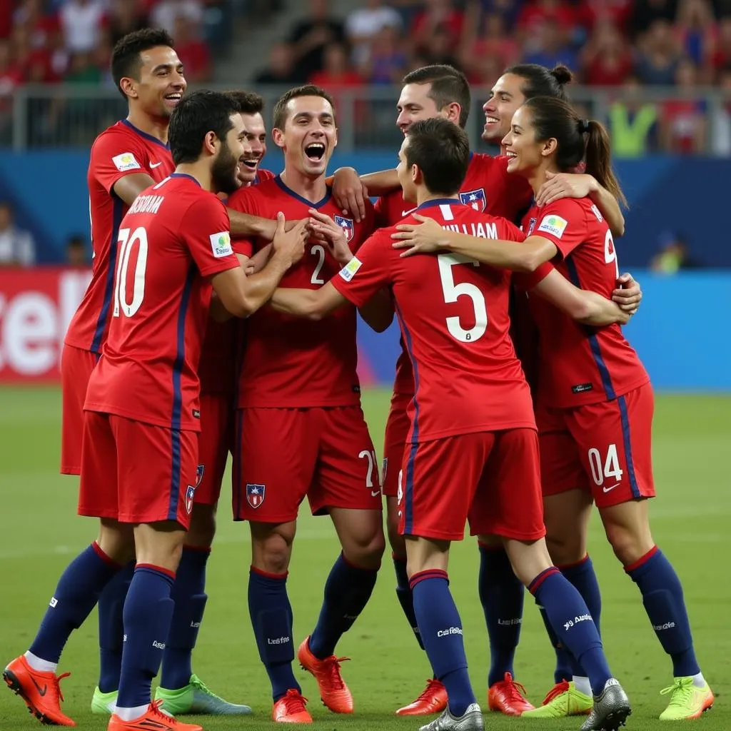 Ảnh đội tuyển Chile nâng cao cúp Copa America Centenario