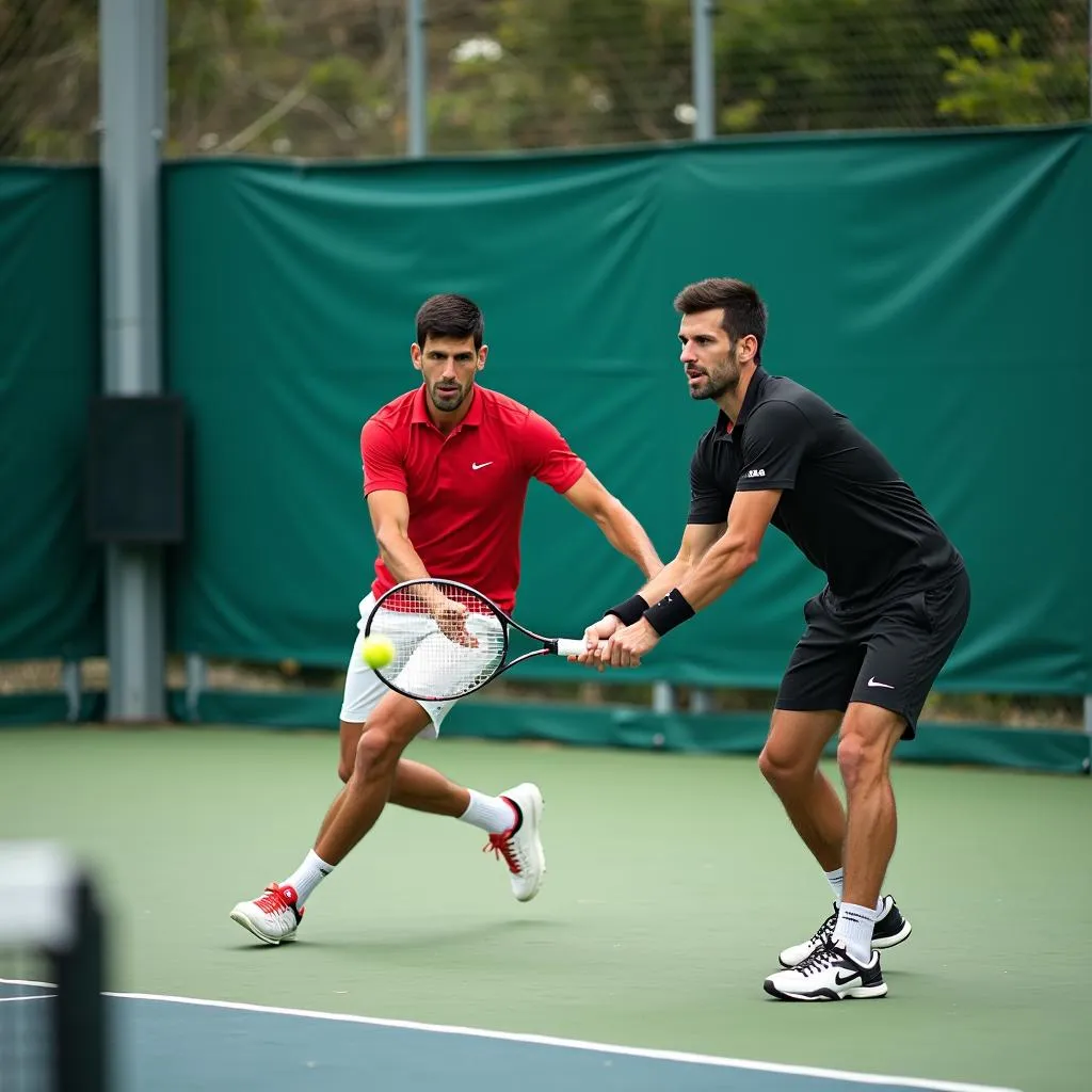 Djokovic tập luyện cùng huấn luyện viên