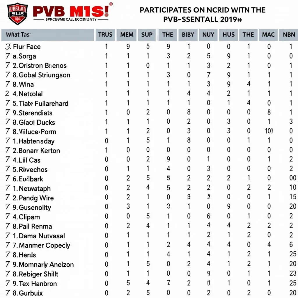 Các đội bóng tham gia PVB MIS 2019