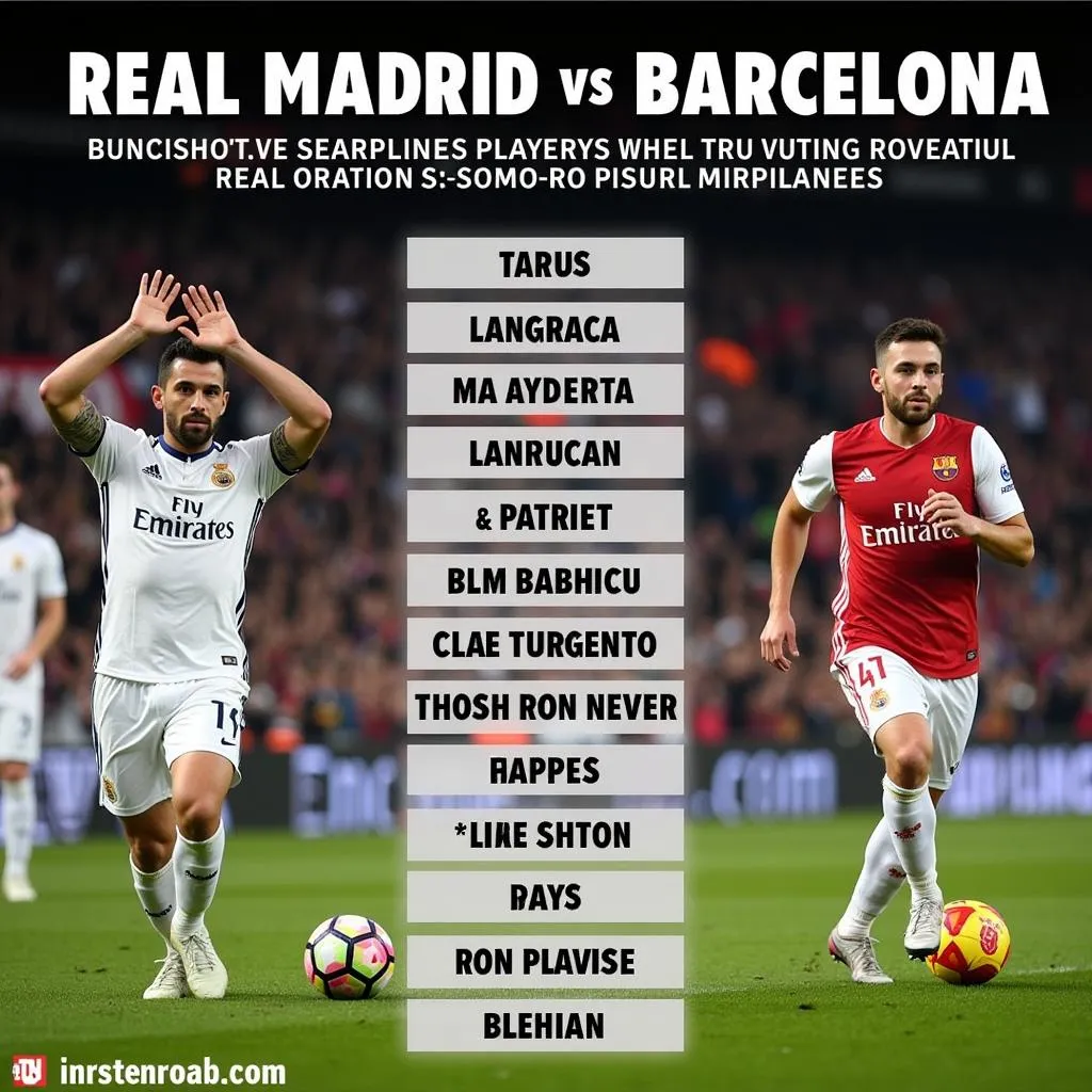 Đội hình Real Madrid và Barcelona ra sân