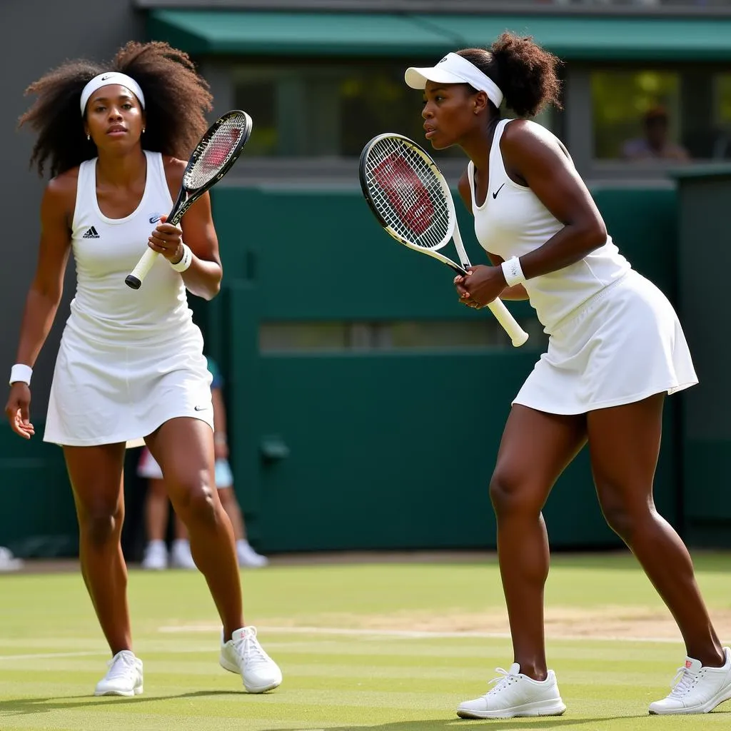 Garbine Muguruza và Venus Williams trong trận chung kết Wimbledon