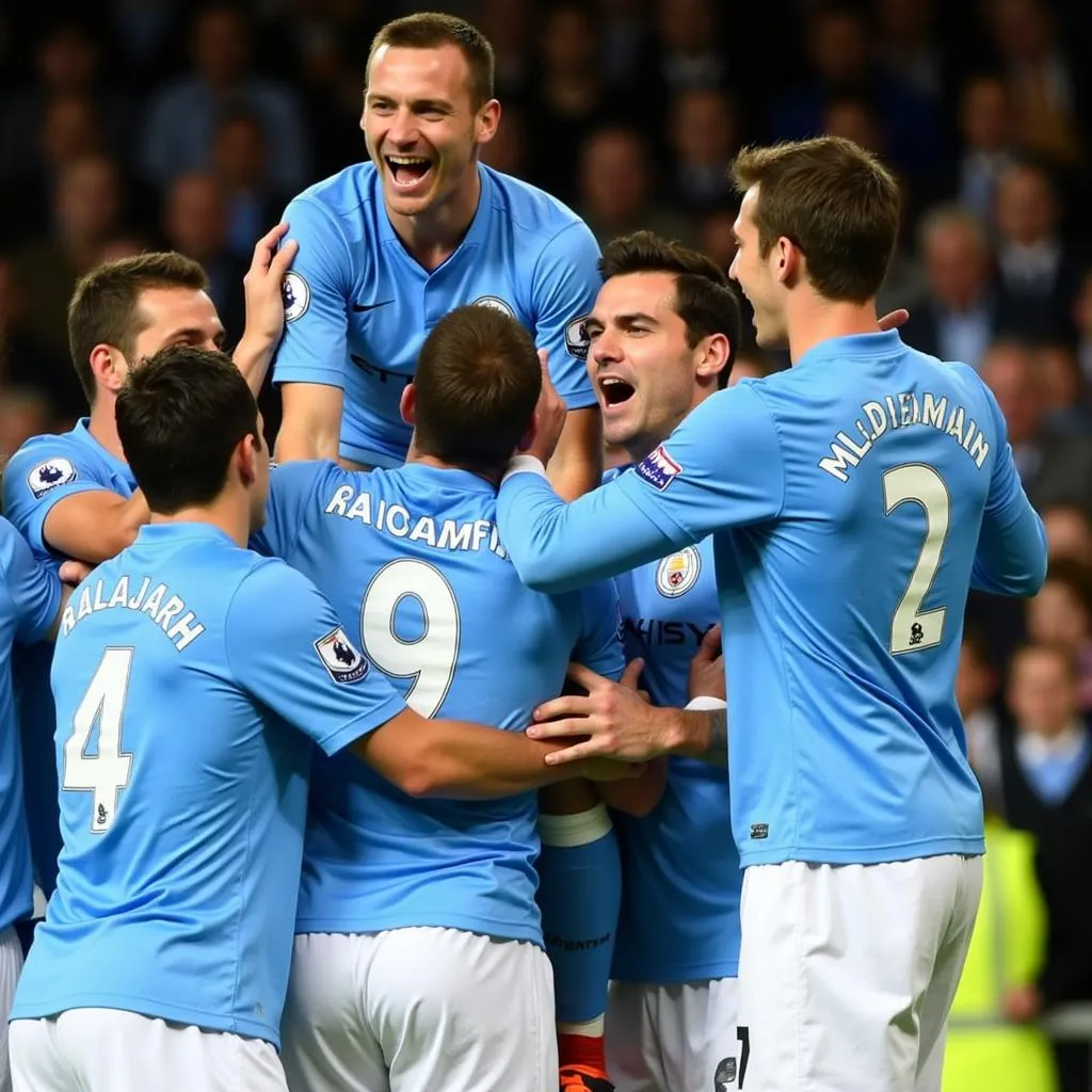 Hình ảnh Manchester City ăn mừng chiến thắng