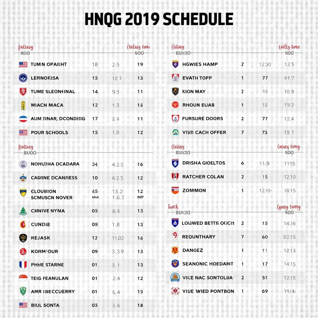 Lịch thi đấu giải đấu Hnqg 2019