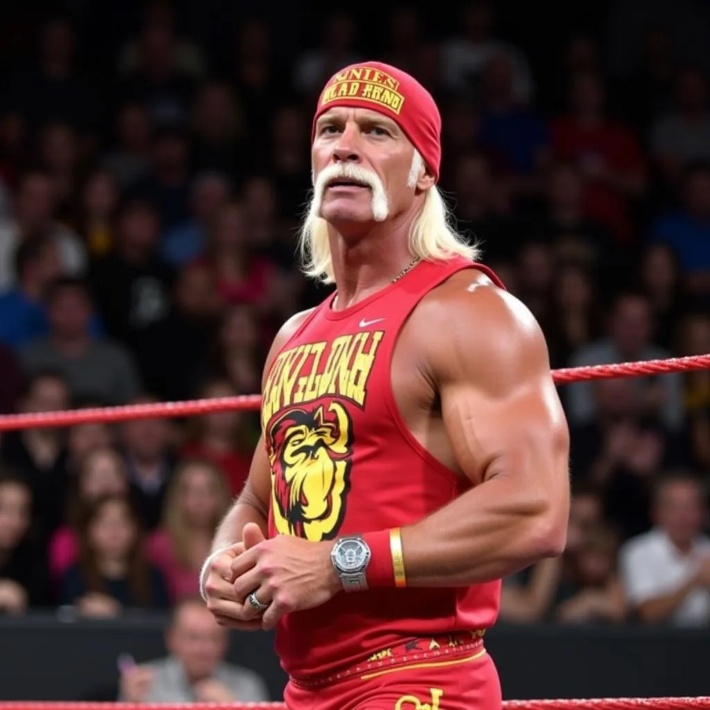 Hình ảnh của Hulk Hogan, nhà vô địch WWE huyền thoại.