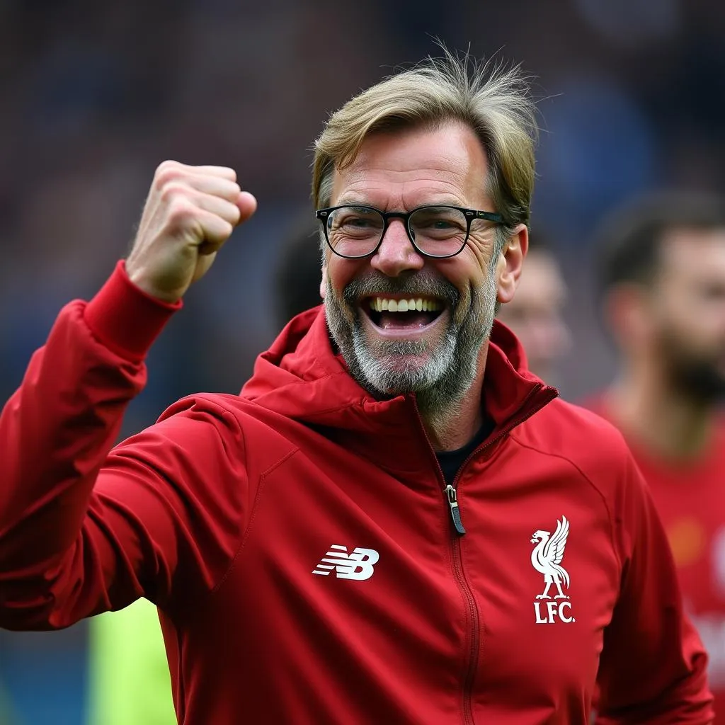 Jurgen Klopp ăn mừng, cười vui