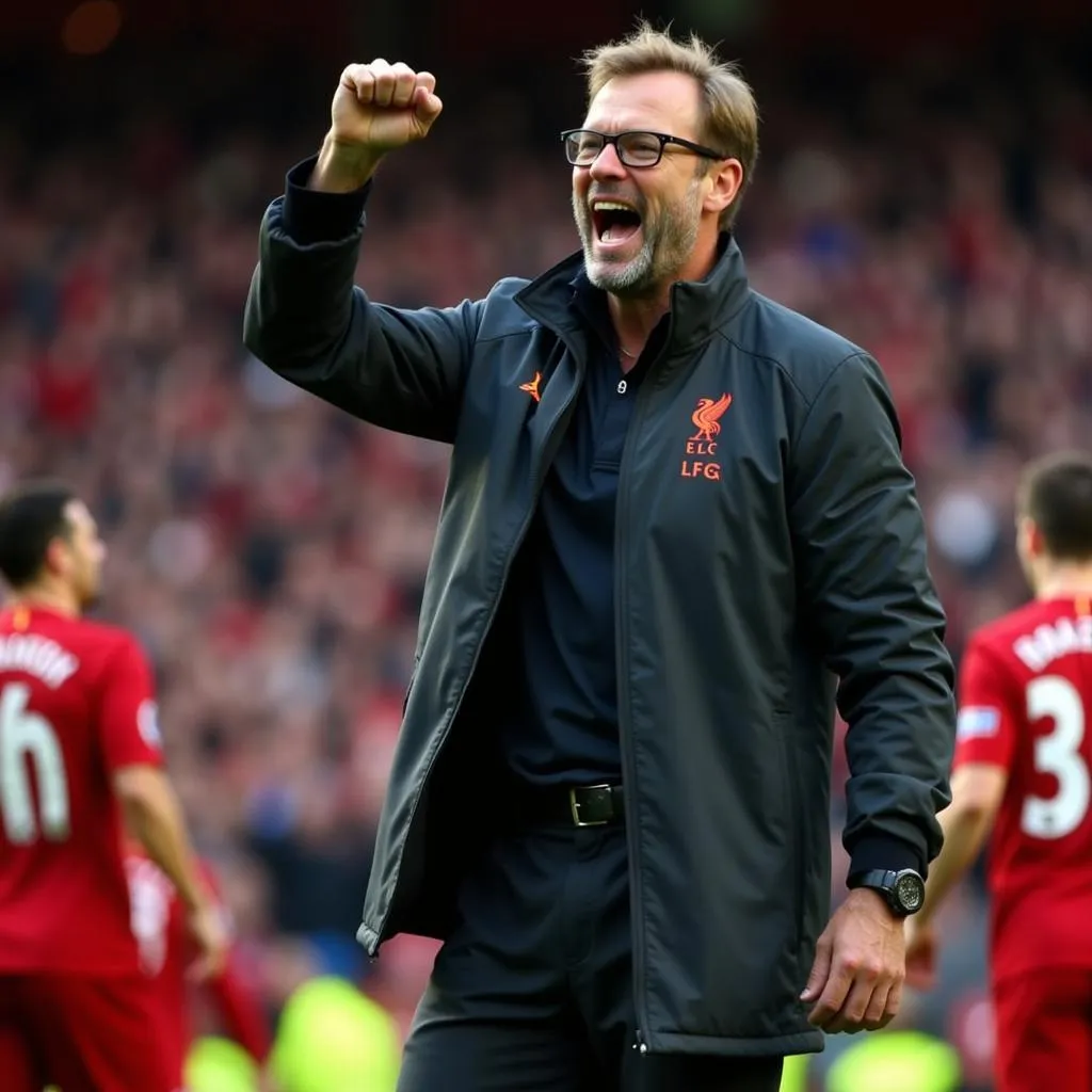 HLV Jurgen Klopp ăn mừng cuồng loạn