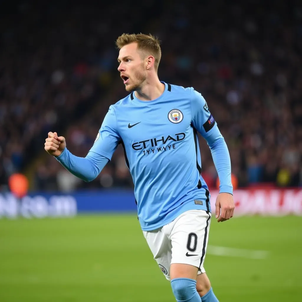 Kevin De Bruyne ăn mừng pha kiến tạo tại EPL 2020