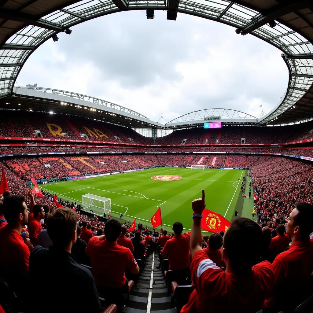 Không khí sôi động trên khán đài Old Trafford