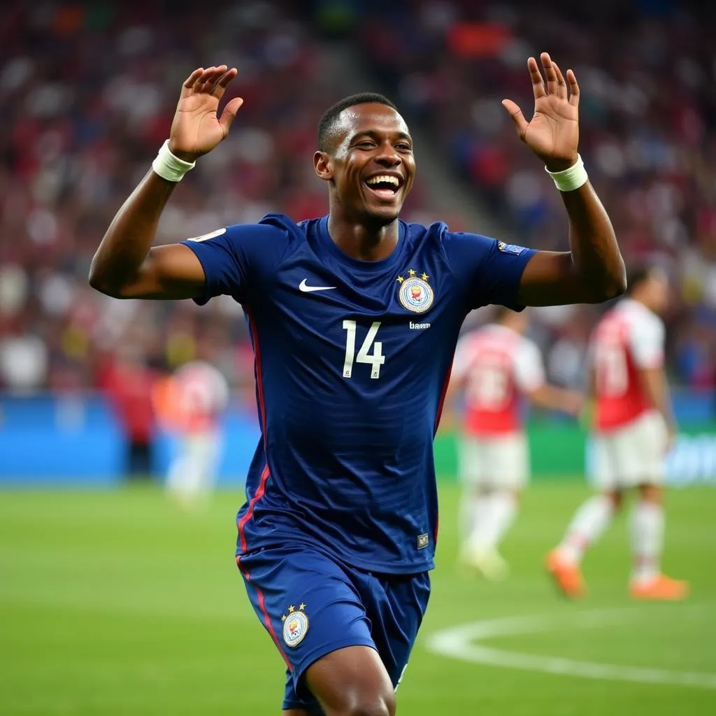 Mbappé celebrates a goal at Euro 2018