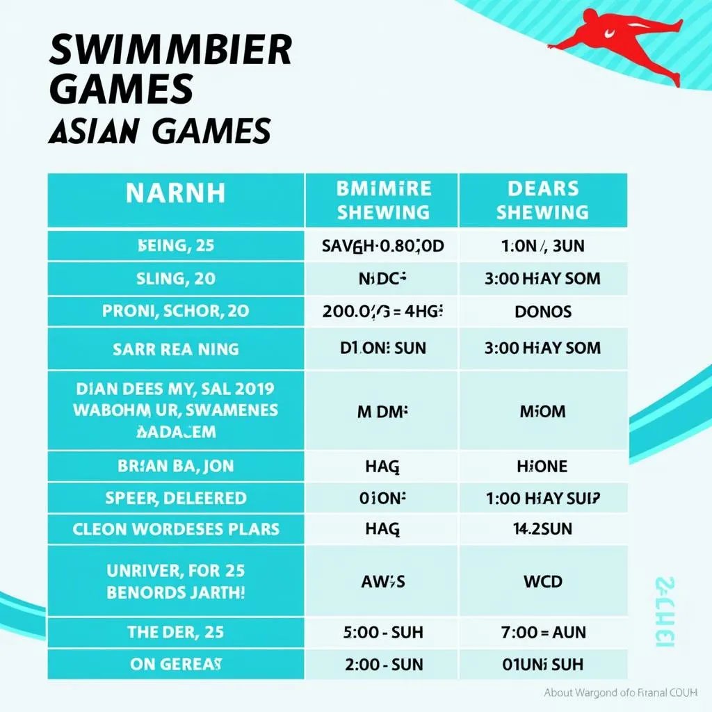 Lịch thi đấu bơi lội ASIAD 2019