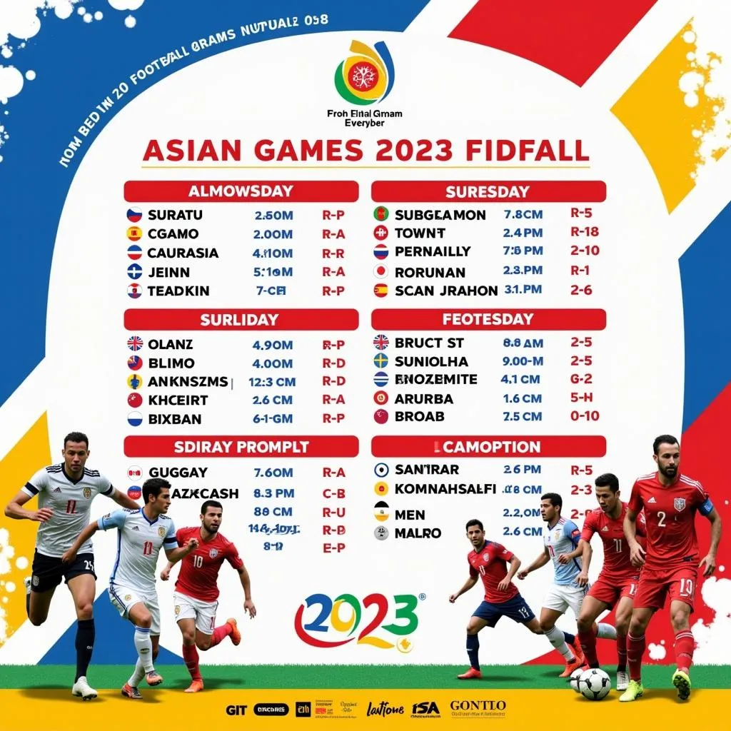 Lịch thi đấu Asian 2023 bóng đá