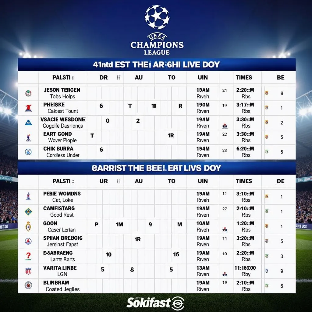 Lịch thi đấu bán kết Champions League