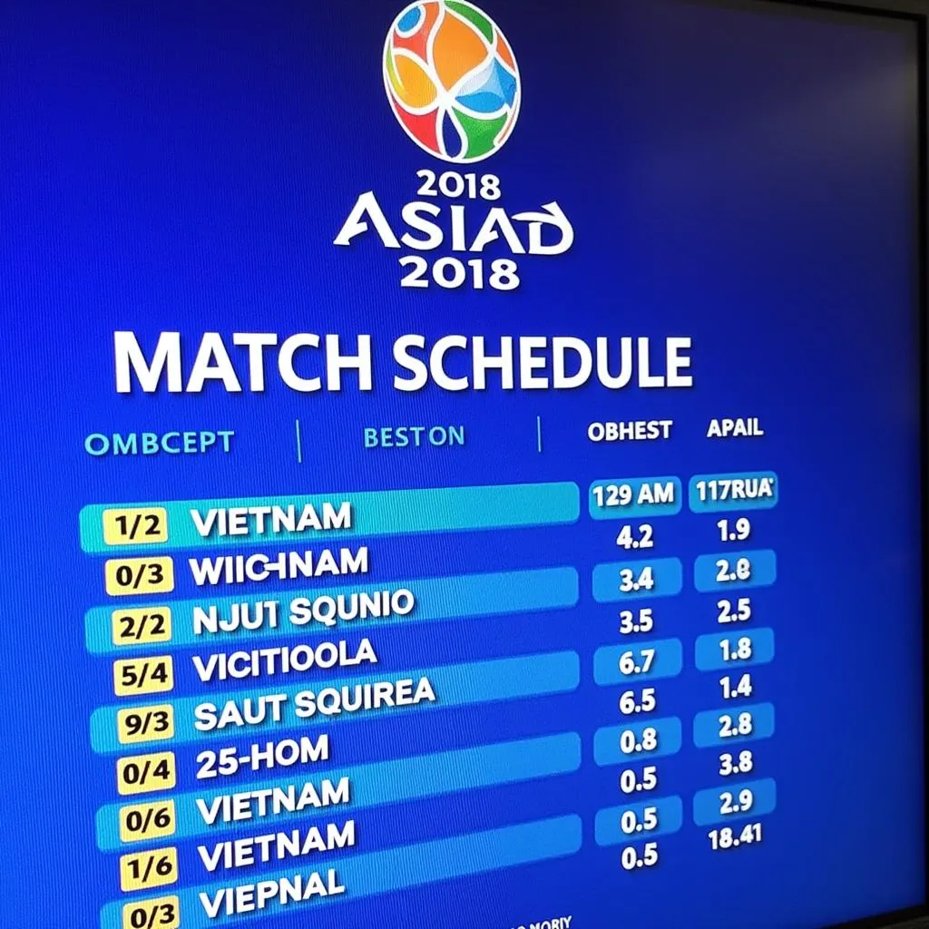 Lịch thi đấu bóng đá nam Asiad 2018