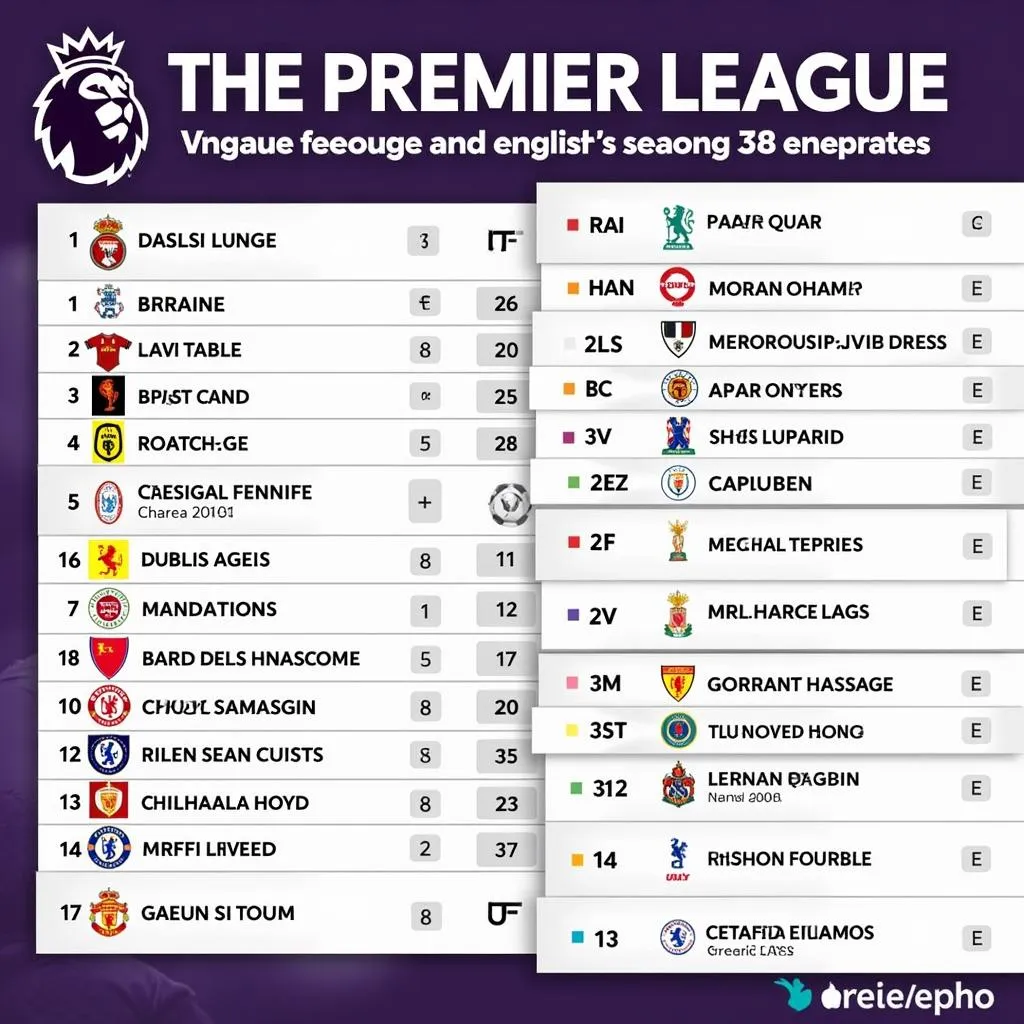 Lịch thi đấu giải Ngoại hạng Anh (Premier League)