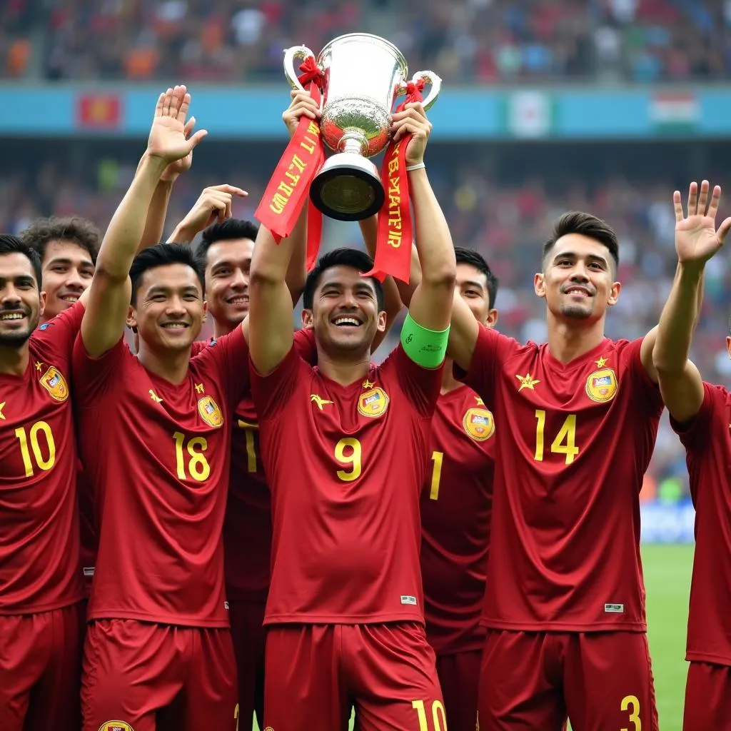 Đội tuyển Việt Nam nâng cao chiếc cúp vô địch AFF Cup 2018