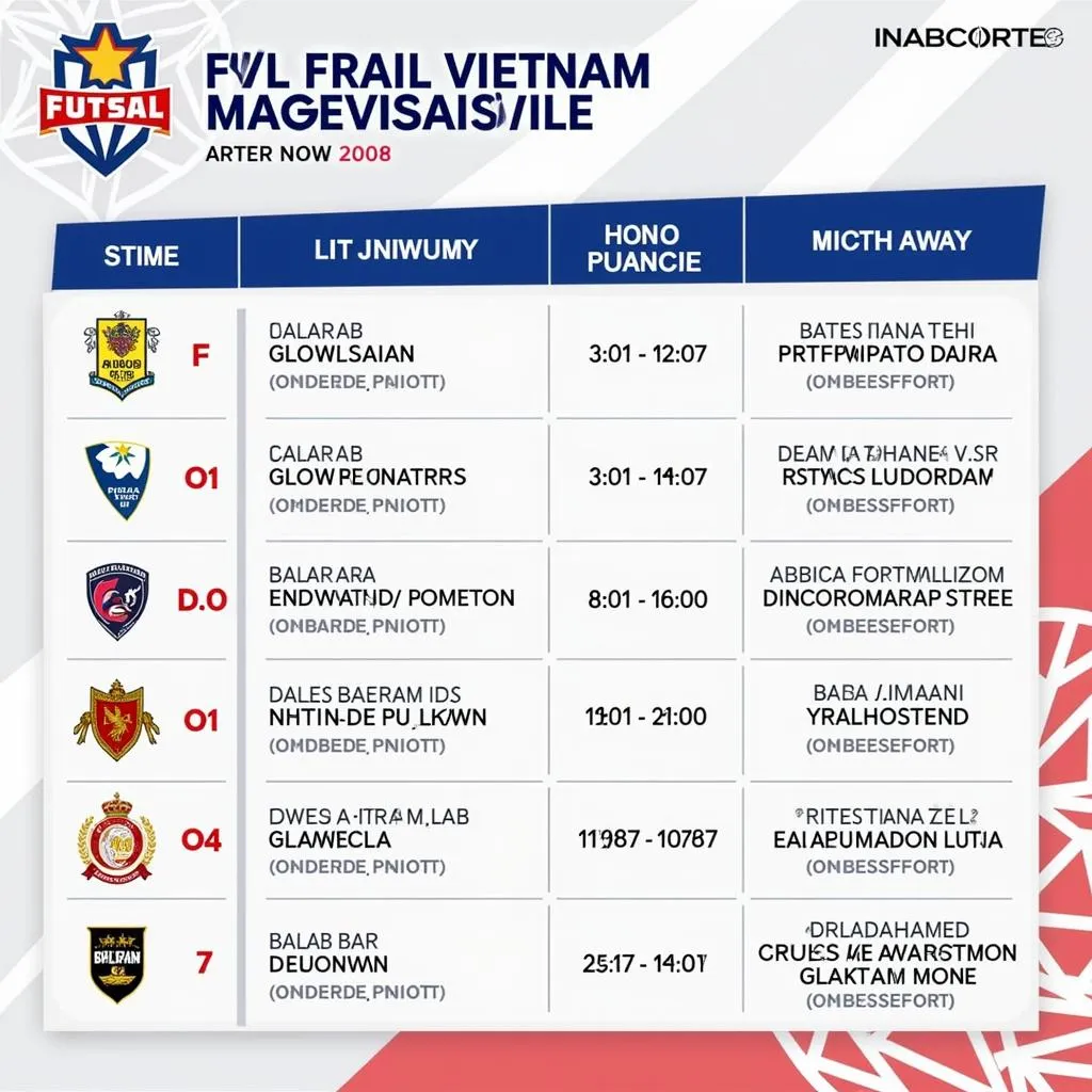 Lịch thi đấu Futsal Việt Nam Malaysia