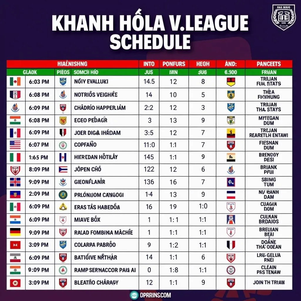 Lịch thi đấu Khánh Hòa V.League